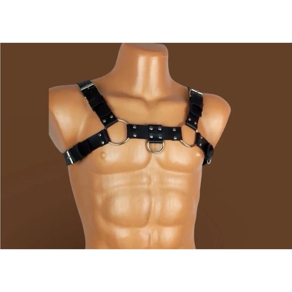 Men's Black Leather Harness
